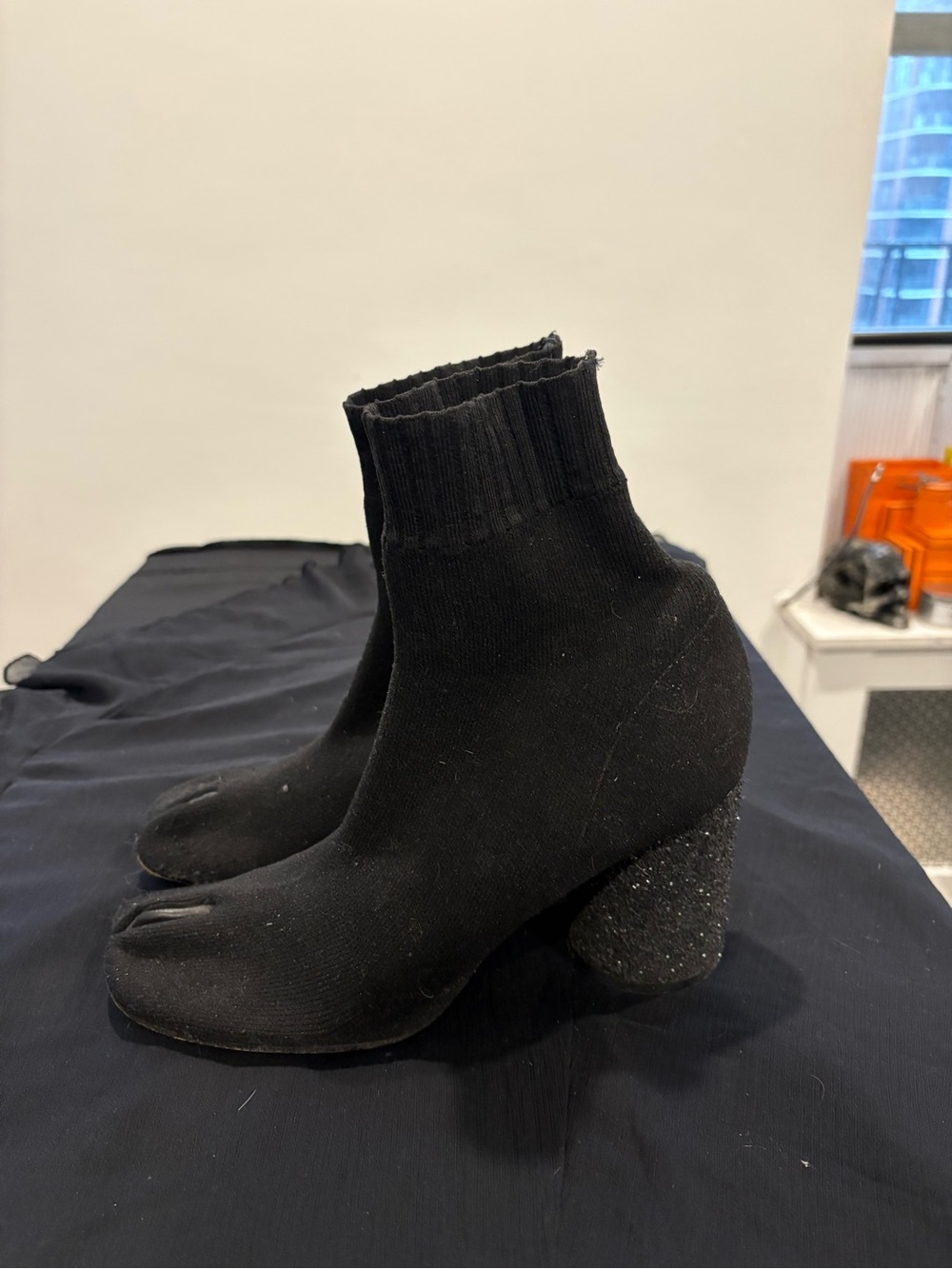 Maison Martin Margiela Black Split-Toe Stretch Sock Booties